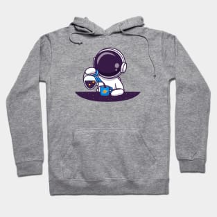 Cute Astronaut Pouring Space Tea Cartoon Hoodie